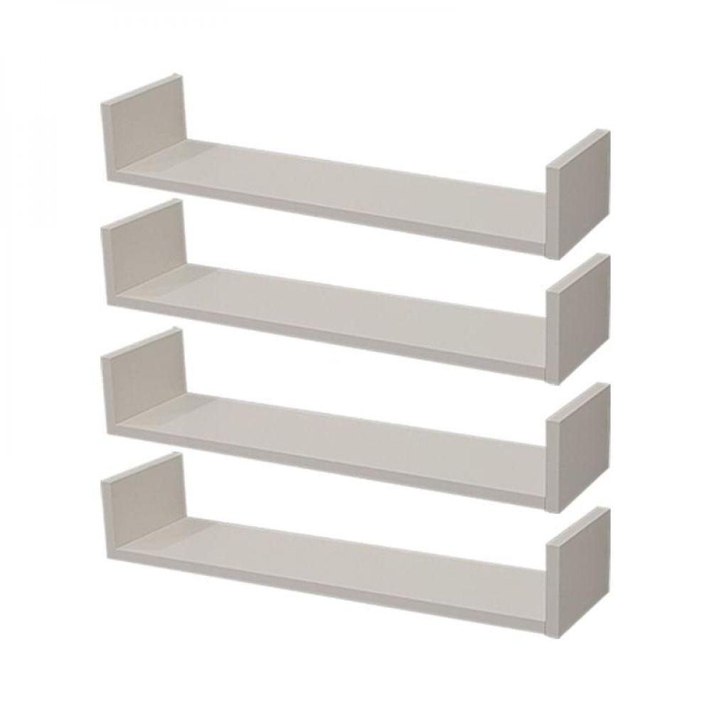 Kit 4 Prateleiras U 60 X 10cm Branca Suporte Invisível - 1