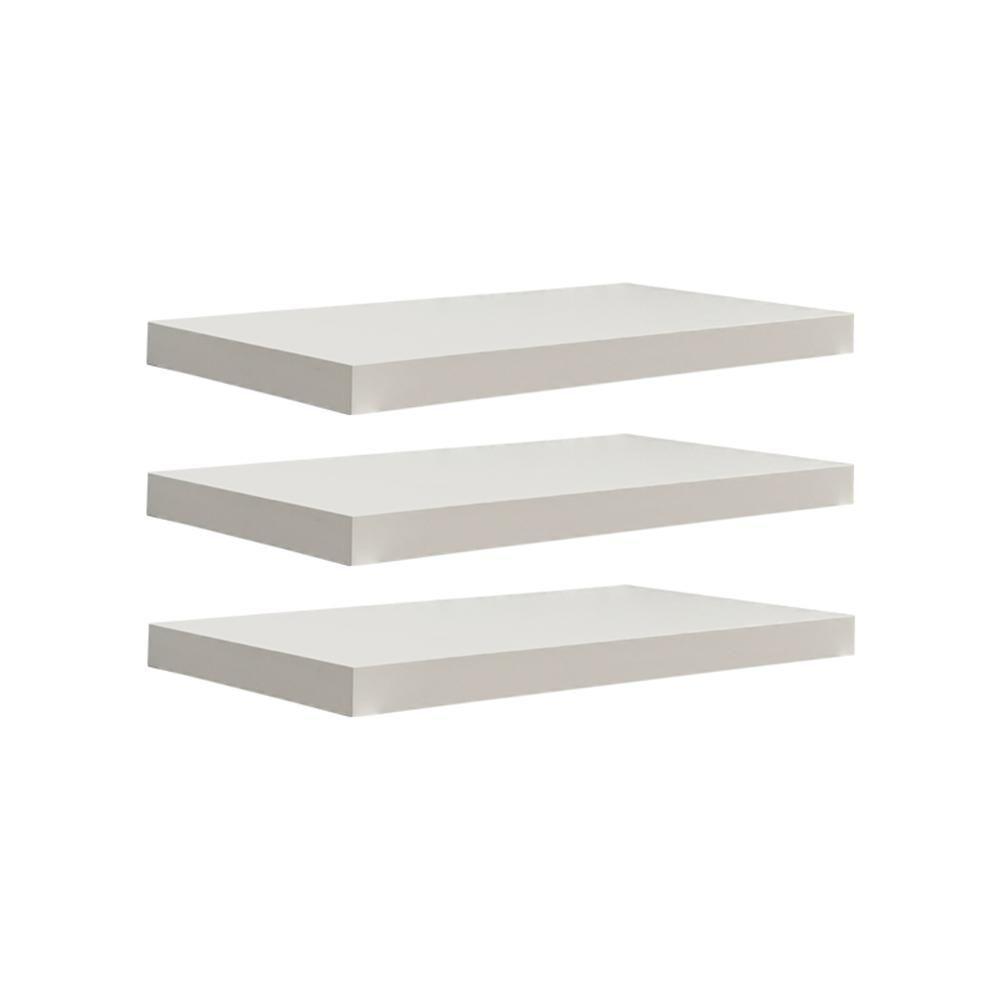 Kit 3 Prateleiras 40 x 20cm Branco Espessura 25mm Invisível - 1