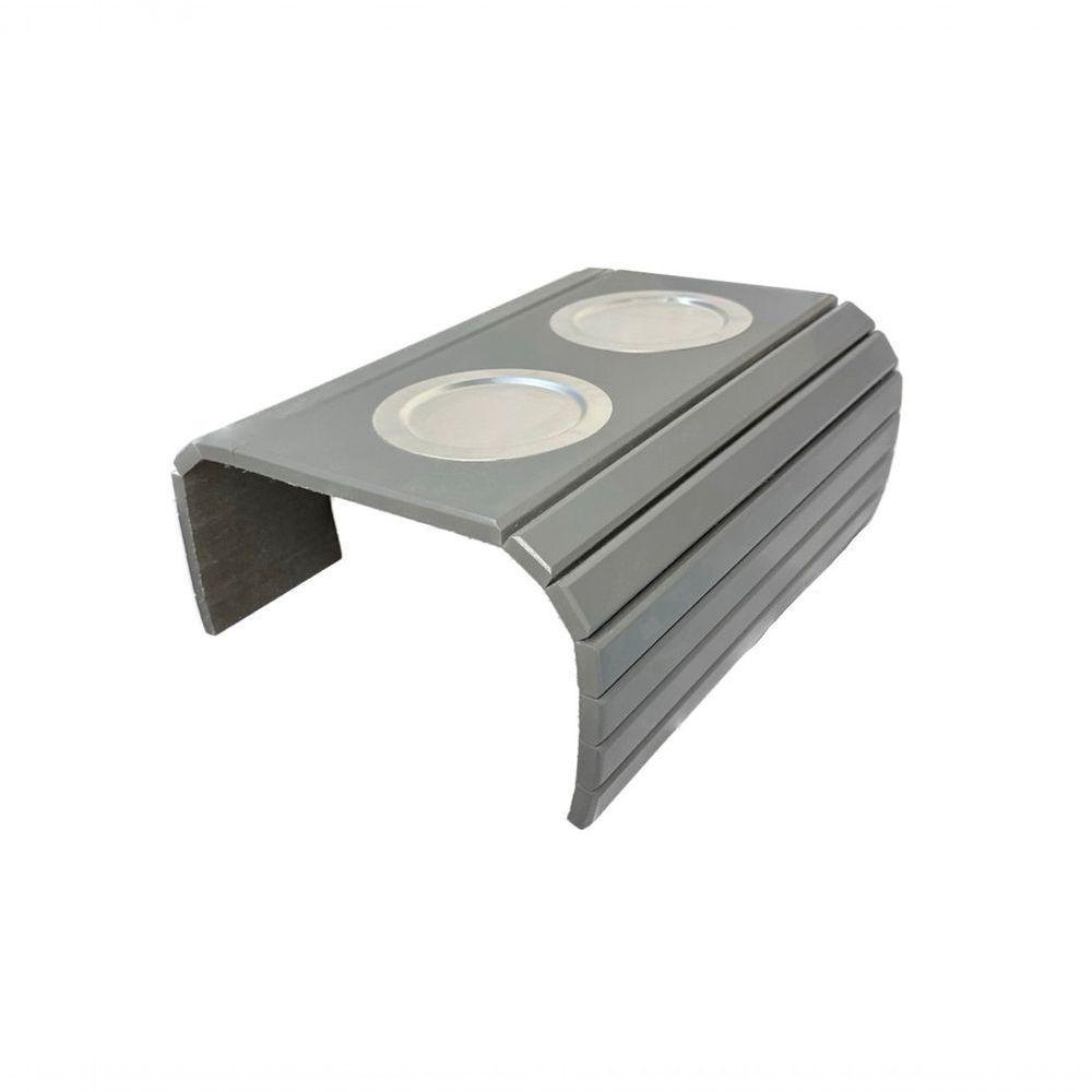 Esteira Bandeja Para Braço Sofá Porta Copo Alumínio Cinza - 1