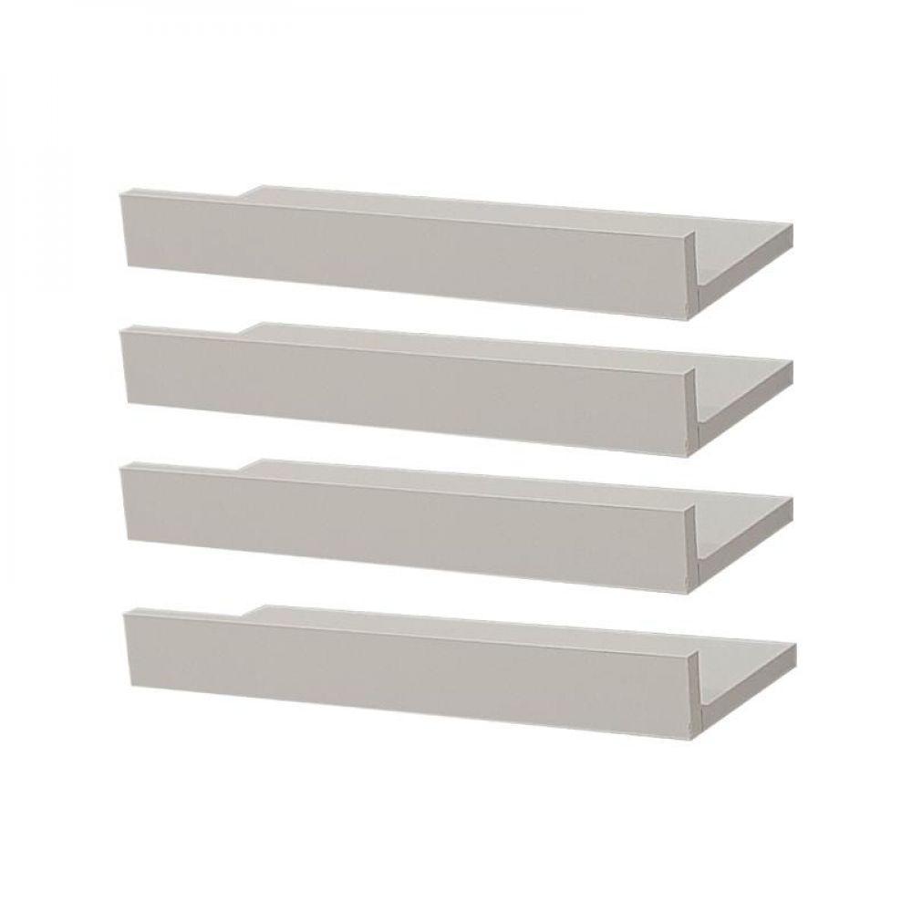 Kit 4 Prateleiras Porta Quadros 60 X 10cm Branca Suporte - 1