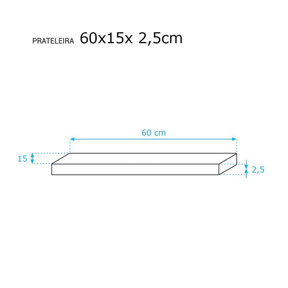 Kit 2 Prateleiras 60 x 15cm Branco Espessura 25mm Invisível - 5
