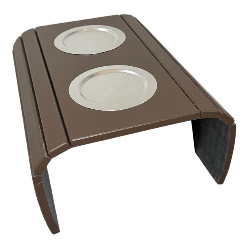 Esteira Bandeija Sofá Porta Copos Alumínio Marrom Laqueada - 4