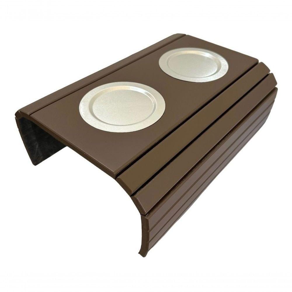 Esteira Bandeija Sofá Porta Copos Alumínio Marrom Laqueada - 5