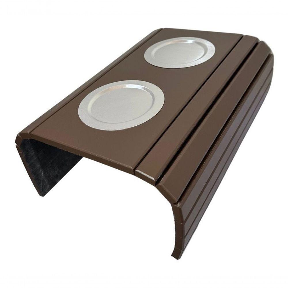 Esteira Bandeija Sofá Porta Copos Alumínio Marrom Laqueada - 6