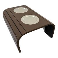 Esteira Bandeija Sofá Porta Copos Alumínio Marrom Laqueada - 1