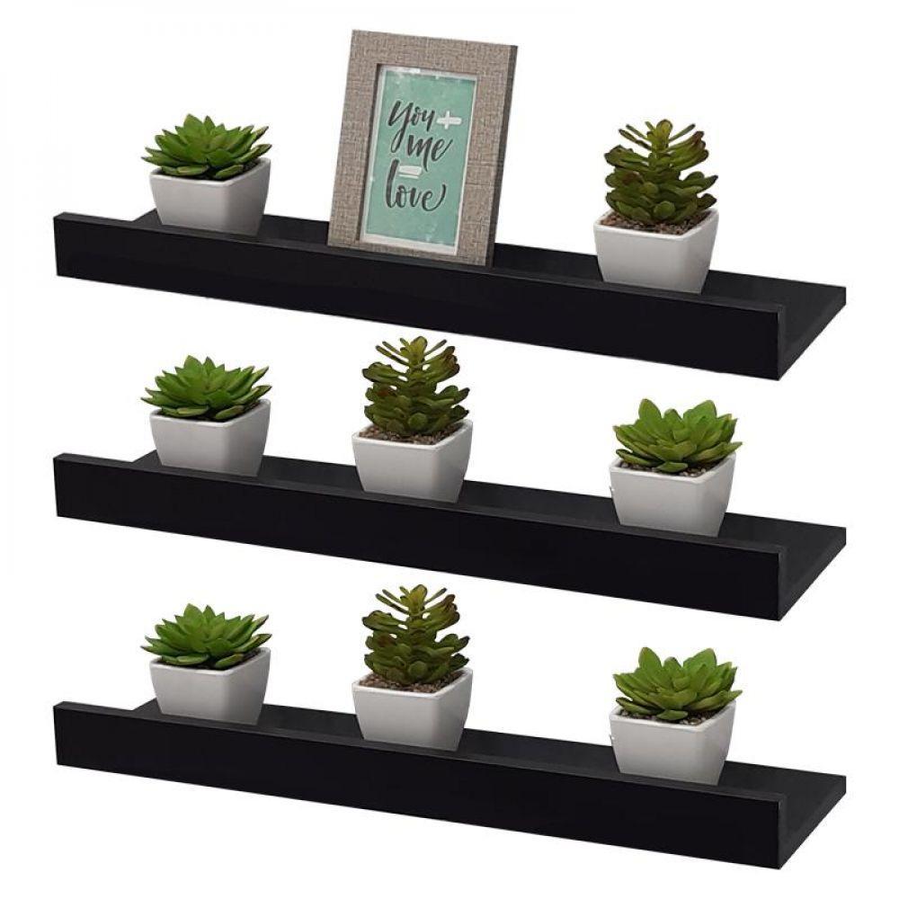 Kit 3 Prateleiras Porta Quadros 80 X 10cm Suporte Invisível - 1