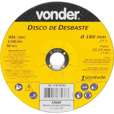Disco De Desbaste 180 Mm X 6,4 Mm X 22,23 Mm