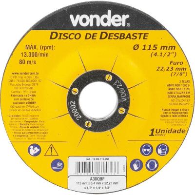 Disco De Desbaste 115 Mm X 6,4 Mm X 22,23 Mm