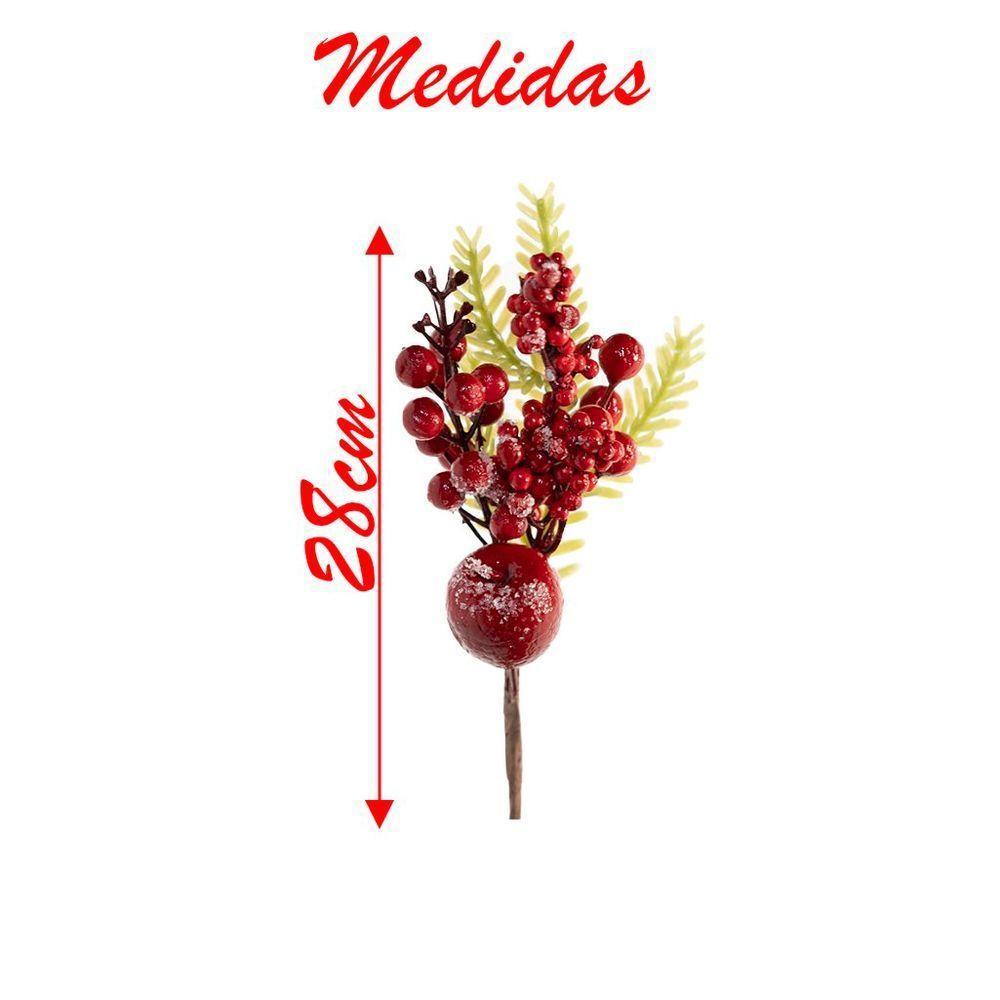 Kit 8 Ramo Frutas Vermelhas Artificial Decoração Natal 28cm - 2