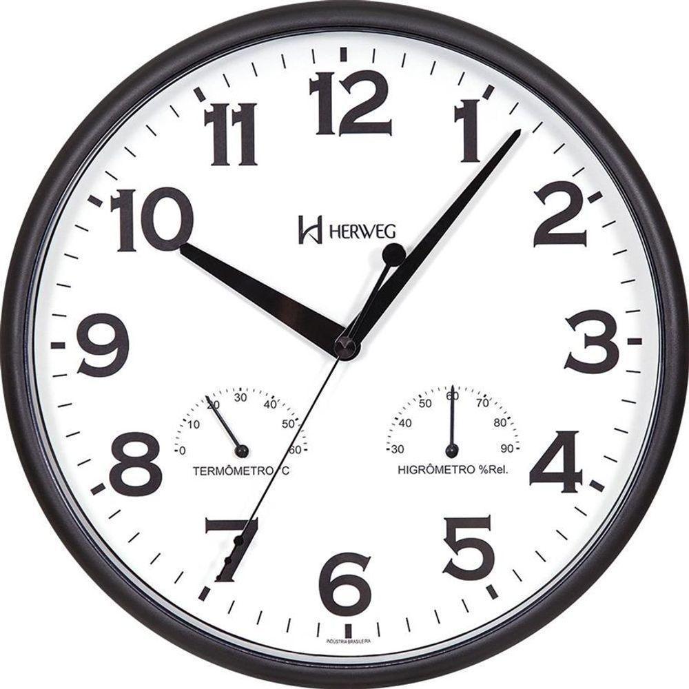 Relógio De Parede Herweg Ref: 660072-034 Termômetro E Higrômetro - 1