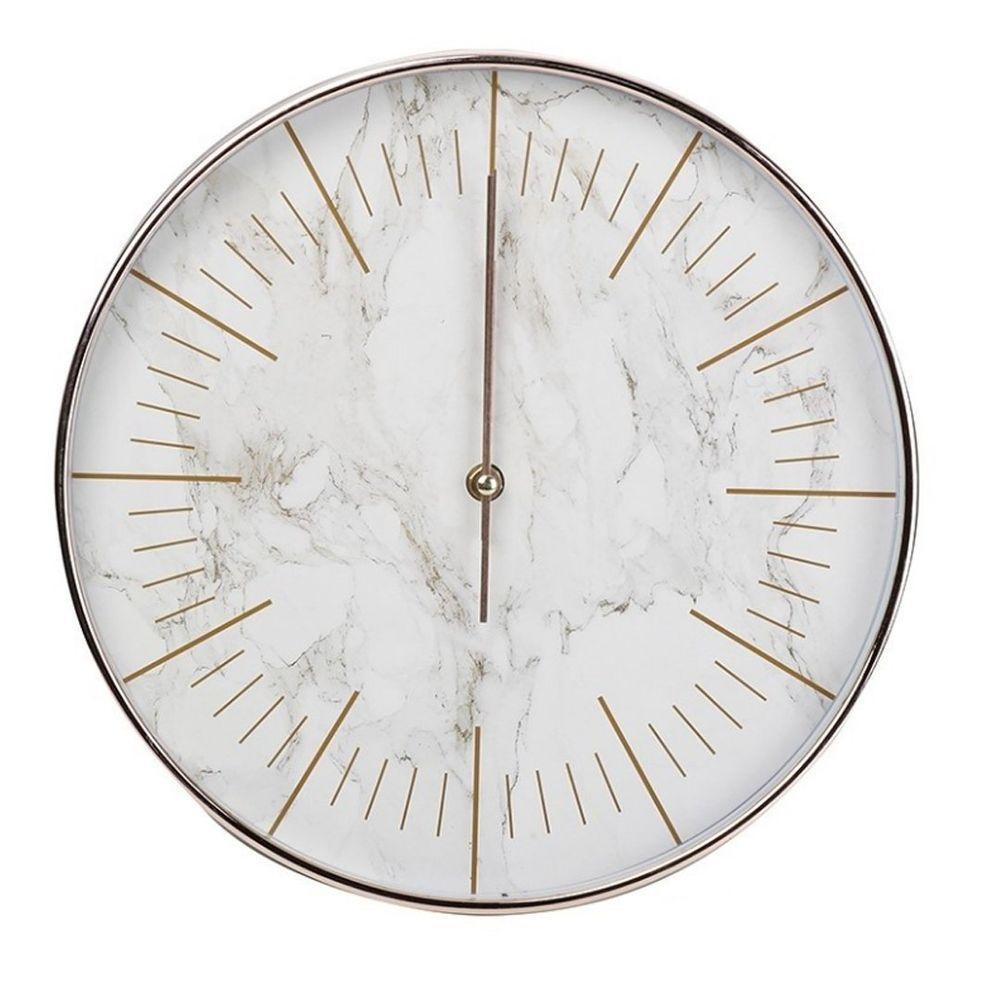 Relógio De Parede Rose Gold 30cm Fundo Em Desenhos De Mármore - 1