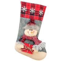 Bota Meia Natalina Decoração Boneco De Neve Em Feltro 43cm - 1