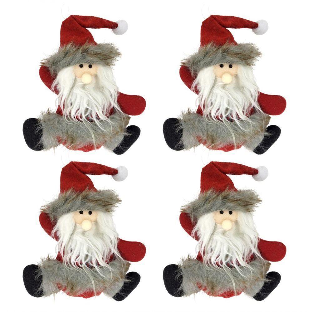 Kit 4 Bonecos Papai Noel Pelúcia 16cm Enfeite árvore Natal - 1