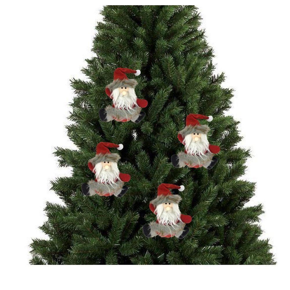 Kit 4 Bonecos Papai Noel Pelúcia 16cm Enfeite árvore Natal - 2