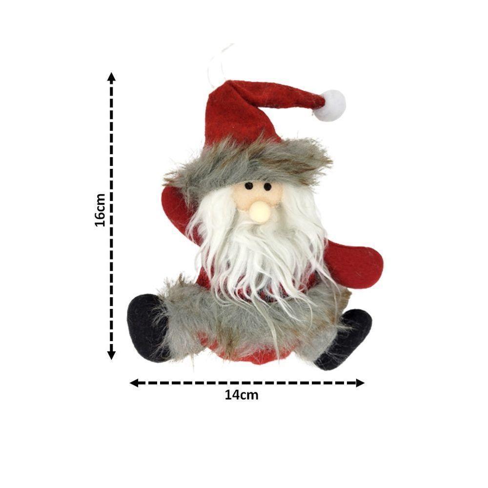 Kit 4 Bonecos Papai Noel Pelúcia 16cm Enfeite árvore Natal - 4