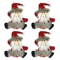 Kit 4 Bonecos Papai Noel Pelúcia 16cm Enfeite árvore Natal - 1