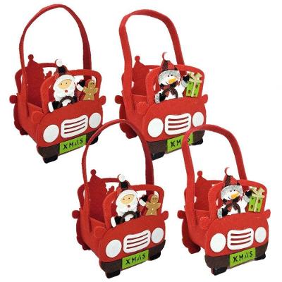 Kit 4 Cachepô Feltro Carro Papai Noel E Boneco De Neve 20cm