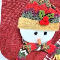 Kit Bota Natalina Tecido Vinho E Xadrez 35cm Papai Noel E Boneco De Neve - Master Christmas - 2