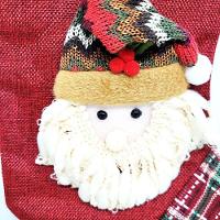 Kit Bota Natalina Tecido Vinho E Xadrez 35cm Papai Noel E Boneco De Neve - Master Christmas - 4