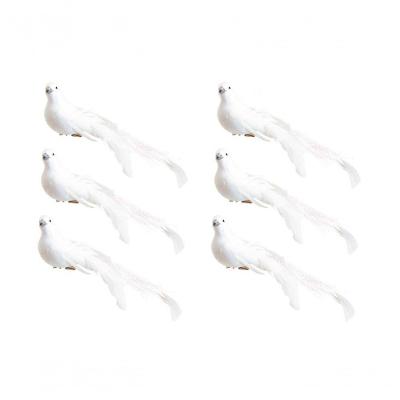 Kit Pomba Branca Plumas 17cm 6 Unidades Enfeite Natal