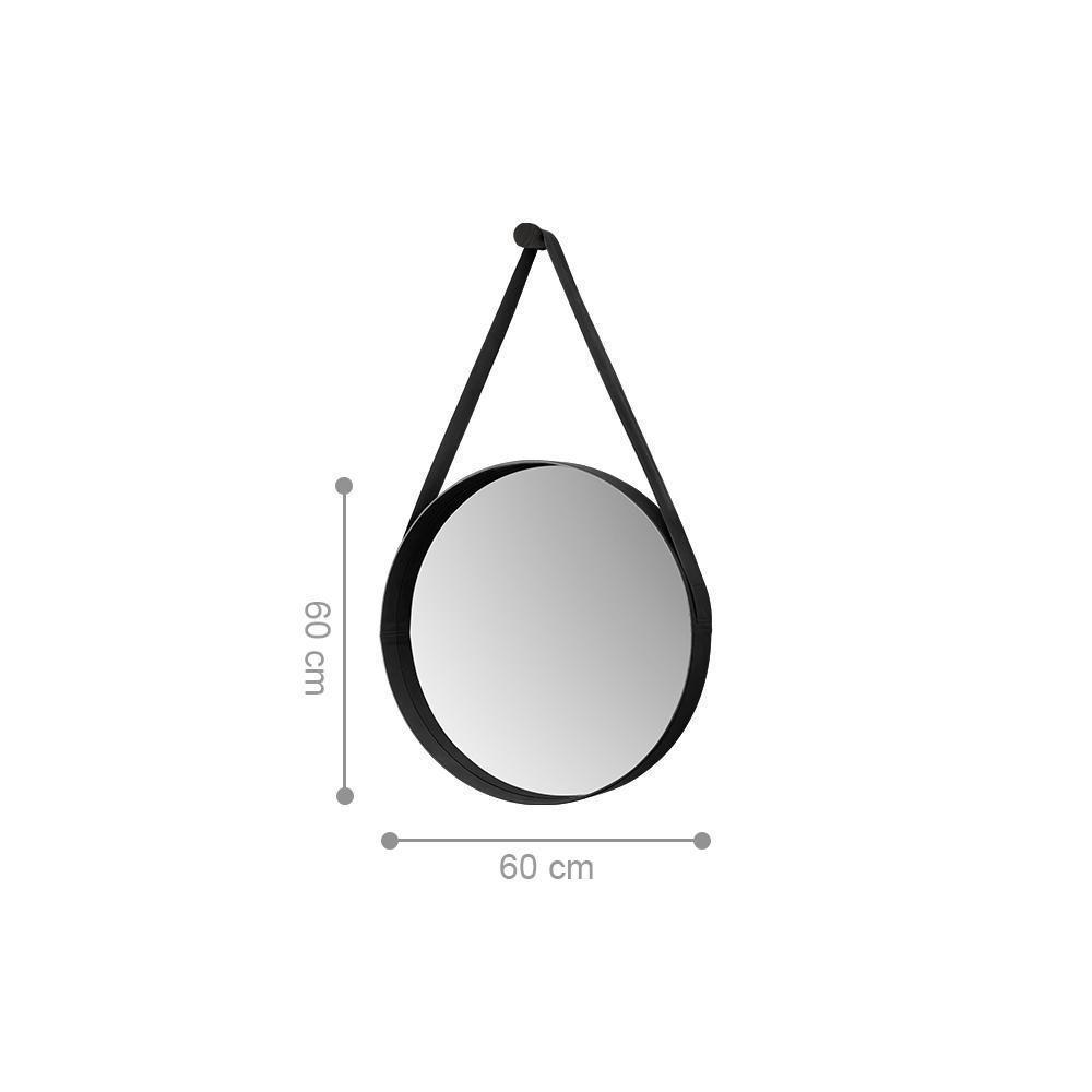 Espelho Redondo Decorativo 60 Cm Com Alça Venezia Preto - 2