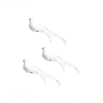 Kit Pomba Branca Plumas 17cm 3 Unidades Enfeite Natal