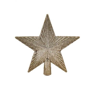 Estrela Ponteira Friso Glitter Champagne 15cm - Magizi