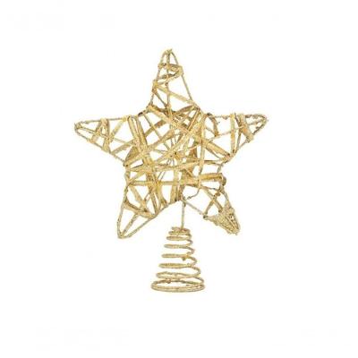 Ponteira Estrela Aramada Luxo Glitter Dourada 20cm - Magizi