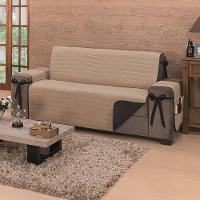 Protetor De Sofá Dupla Face Premium 2 E 3 Lugares - Preto-cáqui - 7