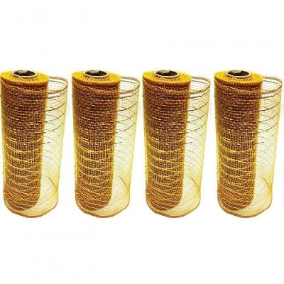 Kit Tela Decoração Natal Fita 25cmx5m Dourado 4 Peças - Magizi