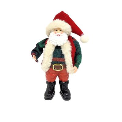 Papai Noel Decorativo Casaco Xadrez Verde E Vermelho 18cm