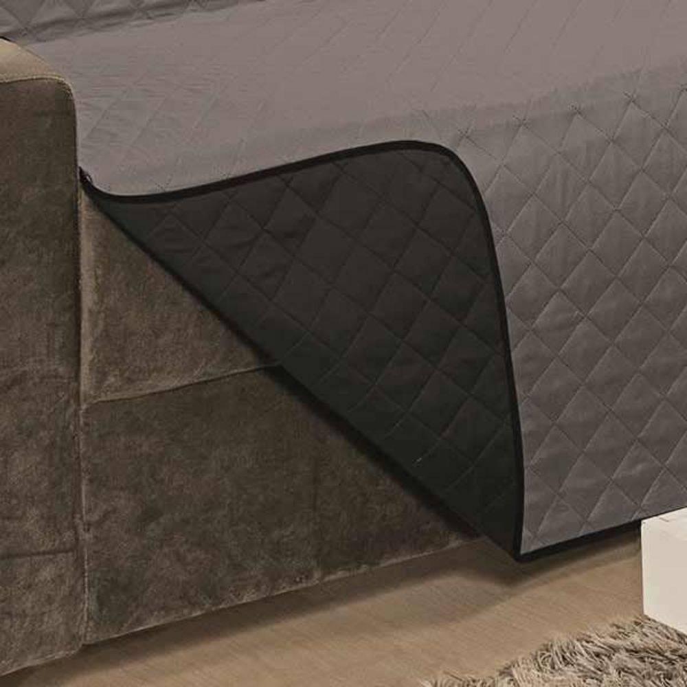 Protetor De Sofá Dupla Face Impermeável Mr 2 E 3 Lugares - Preto-cinza - 7