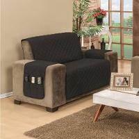 Protetor De Sofá Dupla Face Manu 2 Lugares King - Preto-vermelho - 4