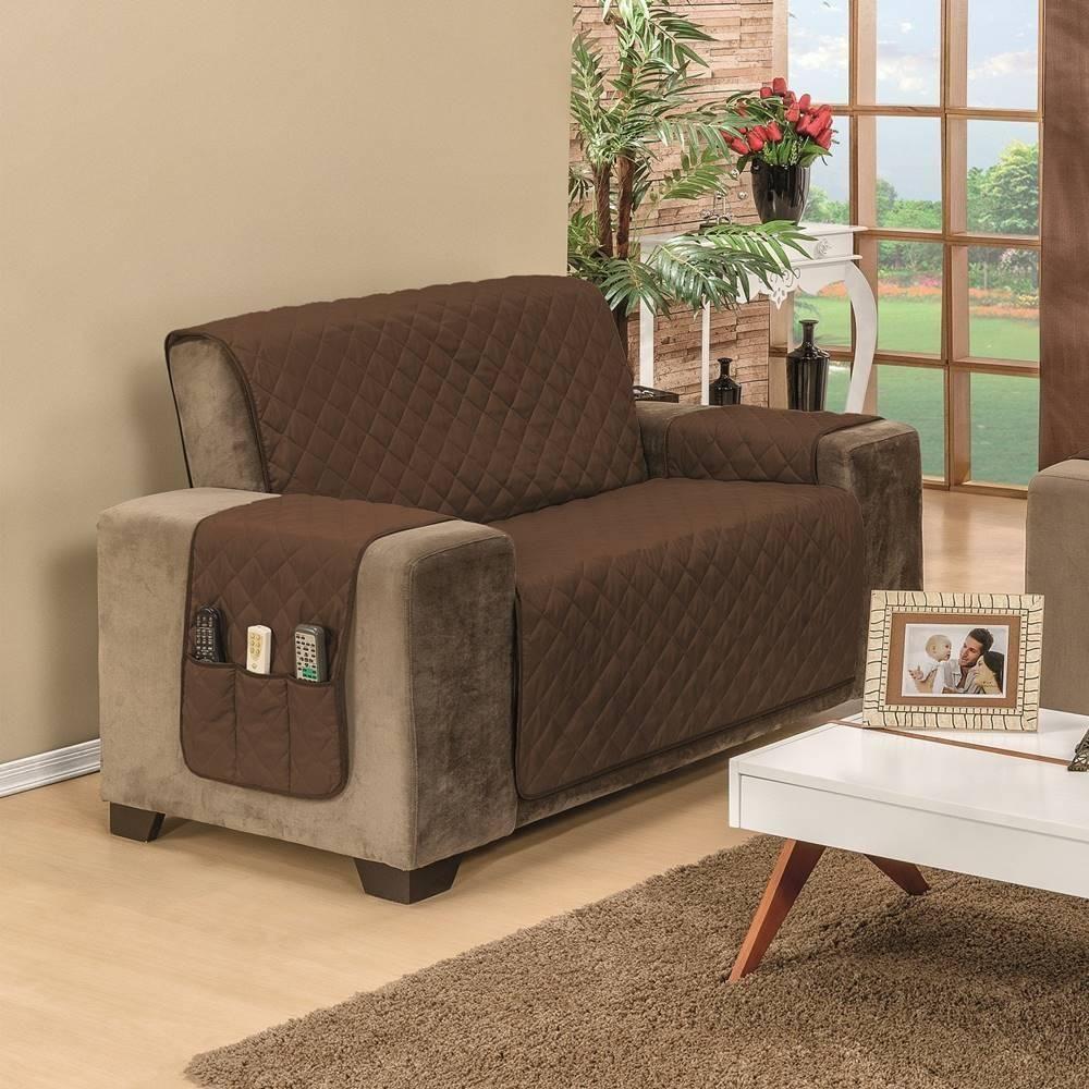 Protetor De Sofá Dupla Face Manu 2 Lugares King - Cáqui-marrom - 1