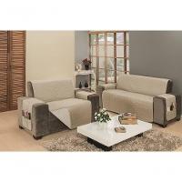 Protetor De Sofá Dupla Face Impermeável Mr 2 E 3 Lugares - Cáqui-palha