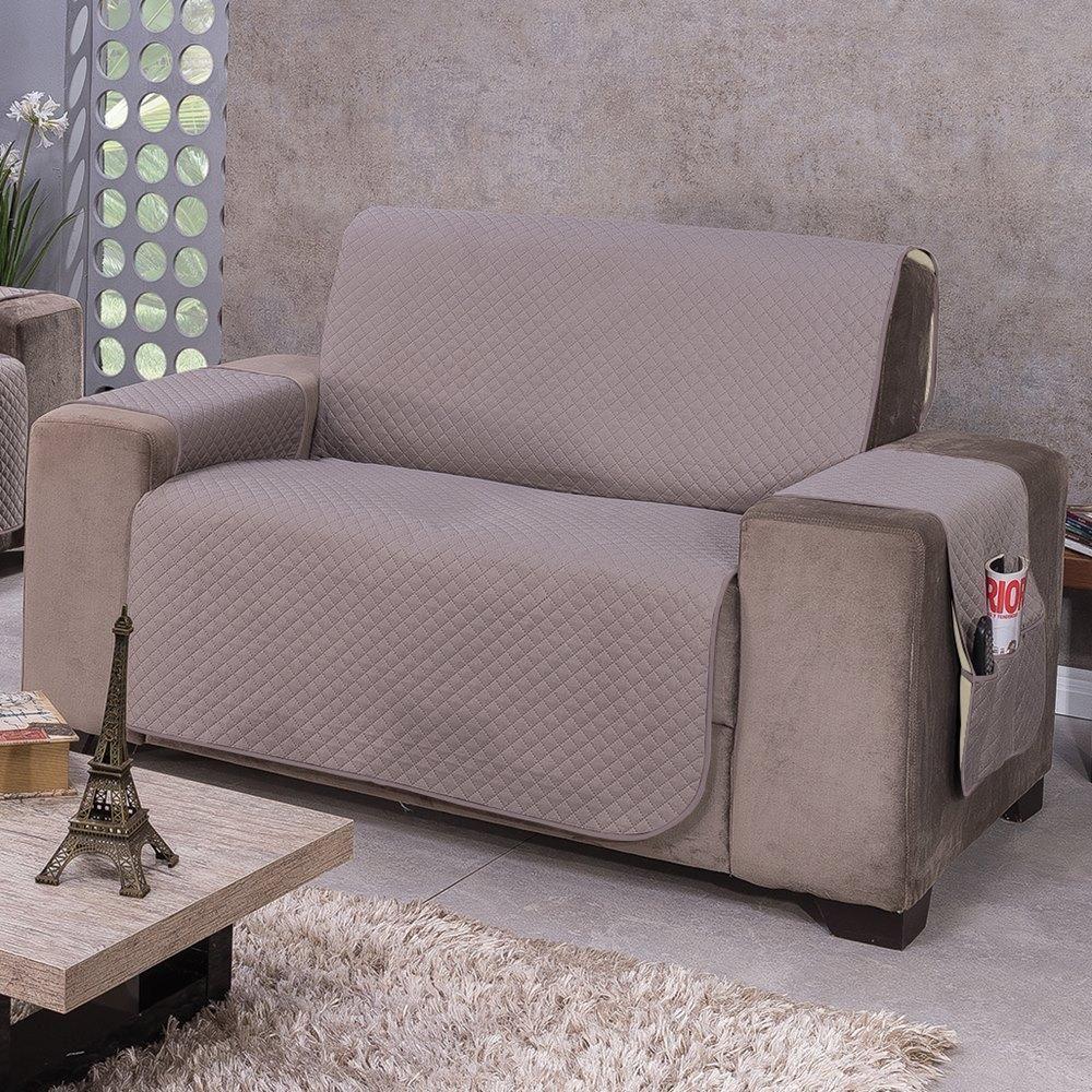 Protetor De Sofá Dupla Face Impermeável Mr 2 Lugares - Cáqui-palha - 3