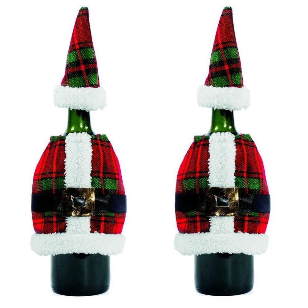 Jogo 2 Capas Para Garrafa De Vinho Natal Paletó E Gorrinho - 1