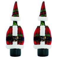 Jogo 2 Capas Para Garrafa De Vinho Natal Paletó E Gorrinho - 1