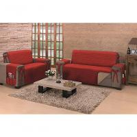 Protetor De Sofá Dupla Face Premium 2 E 3 Lugares King - Vermelho-cáqui