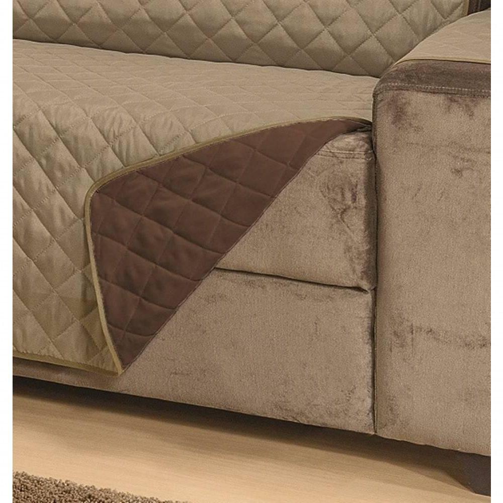Protetor Para Sofá Dupla Face Manu 2 E 3 Lugares - Cáqui E Marrom - 5