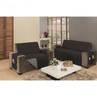 Protetor De Sofá Dupla Face Impermeável Mr 2 E 3 Lugares King - Preto-cinza