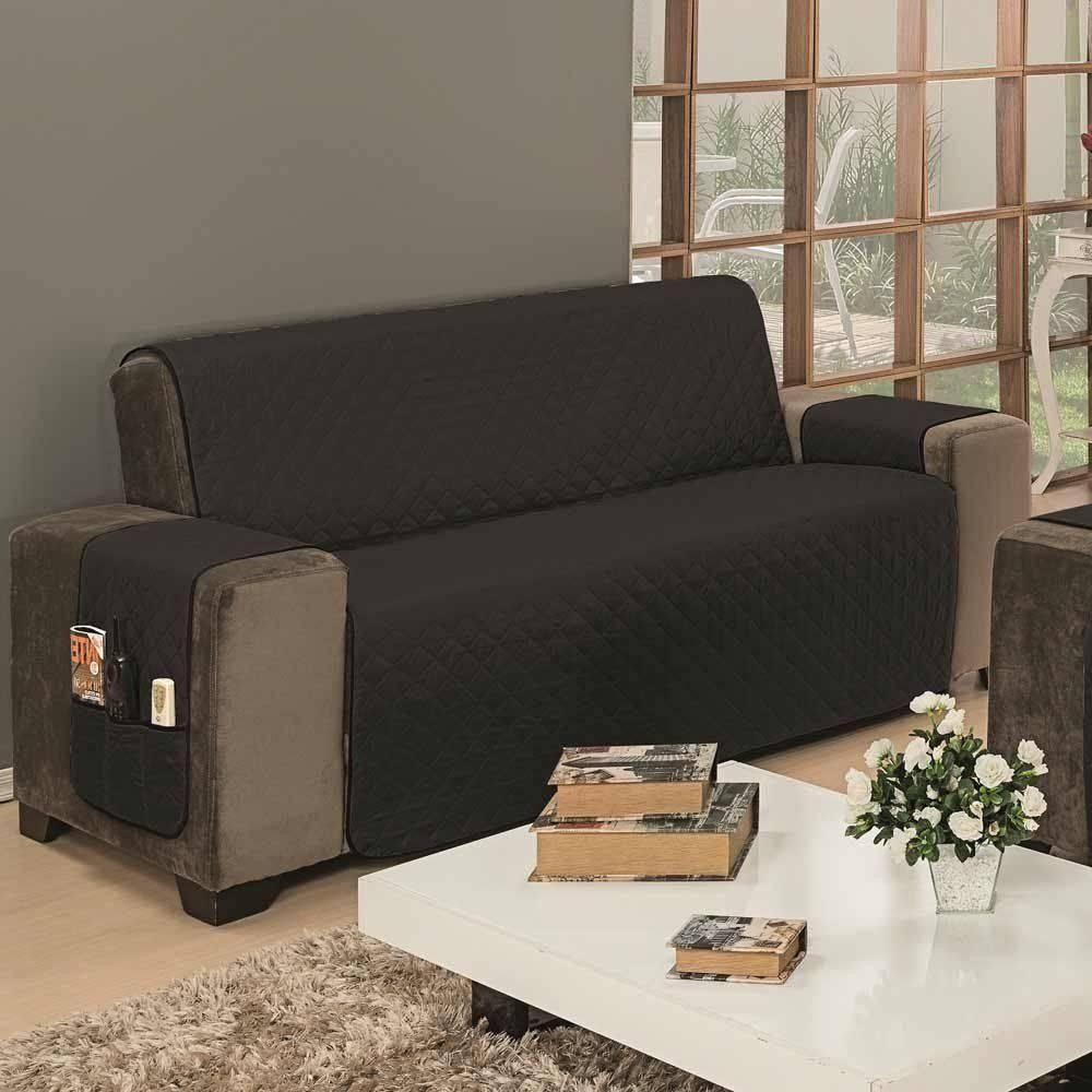 Protetor De Sofá Dupla Face Impermeável Mr 3 Lugares King - Preto-cinza - 2