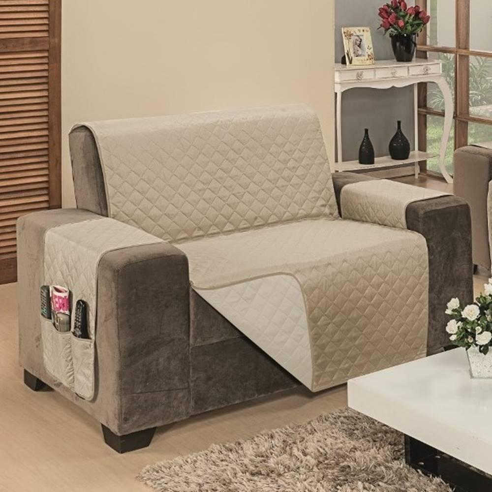 Protetor De Sofá Dupla Face Impermeável Mr 2 Lugares King - Cáqui-palha - 5