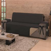 Protetor De Sofá Dupla Face Premium 2 E 3 Lugares King - Preto-cáqui - 1