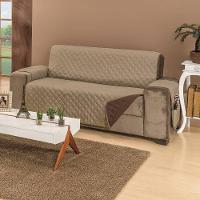 Protetor De Sofá Dupla Face Manu 4 Lugares - Cáqui-marrom - 3