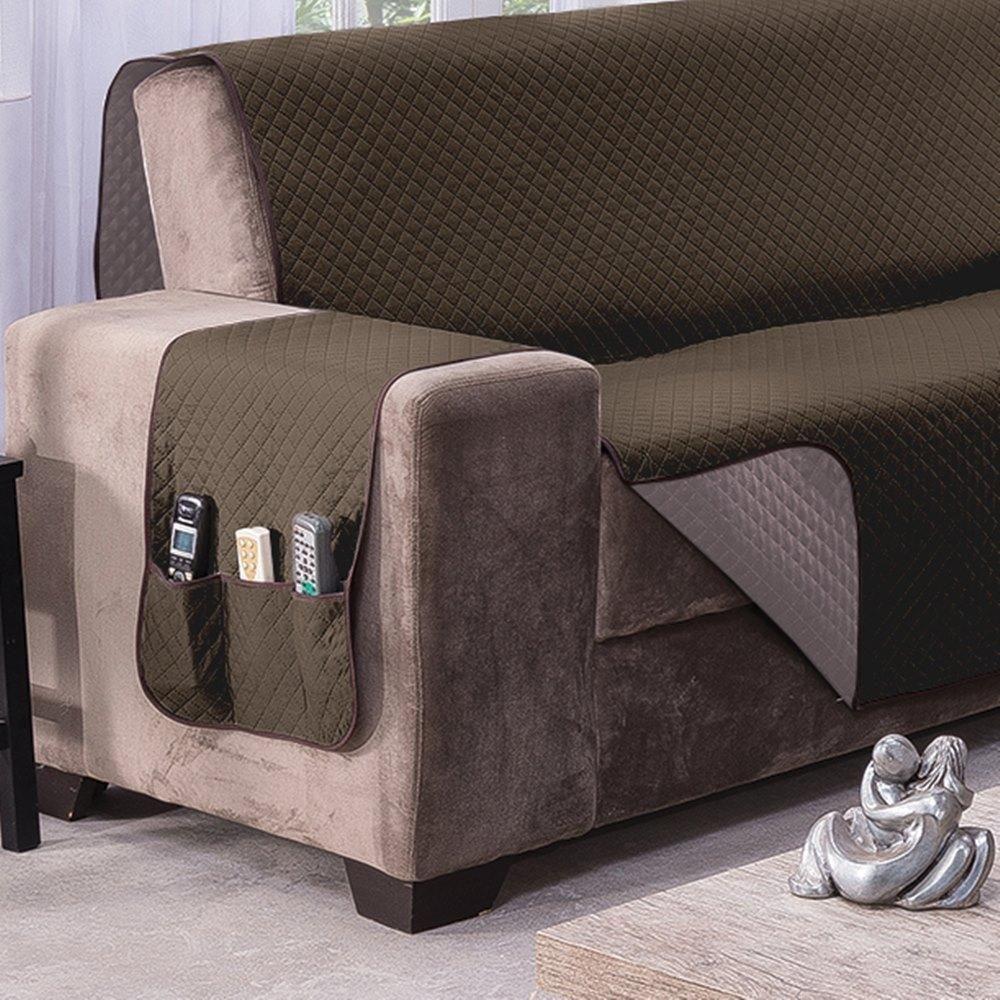 Protetor De Sofá Dupla Face Impermeável Mr 2 Lugares - Marrom-cáqui - 2