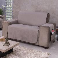 Protetor De Sofá Dupla Face Impermeável Mr 2 Lugares - Marrom-cáqui - 8