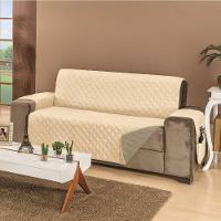 Protetor De Sofá Dupla Face Manu 3 Lugares - Cáqui-palha - 1