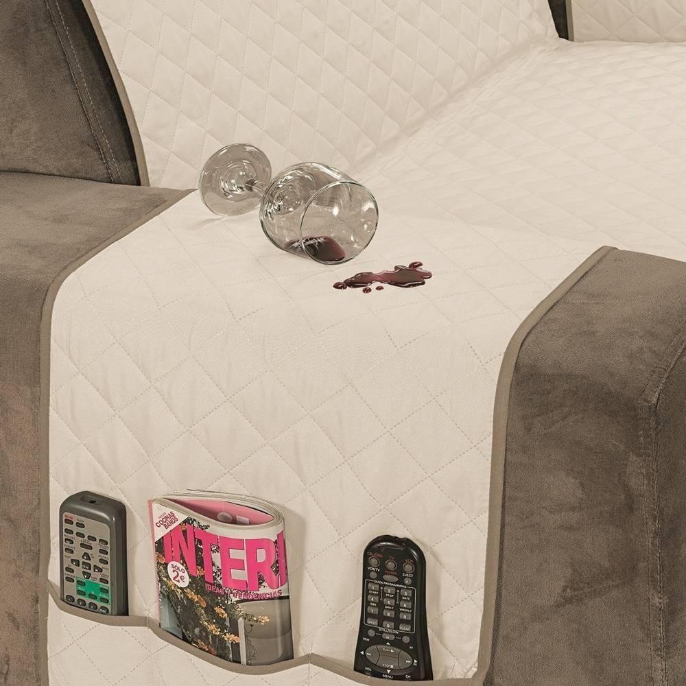 Protetor De Sofá Dupla Face Impermeável Mr 3 Lugares King - Cáqui-palha - 2