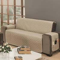 Protetor De Sofá Dupla Face Impermeável Mr 3 Lugares King - Cáqui-palha - 3